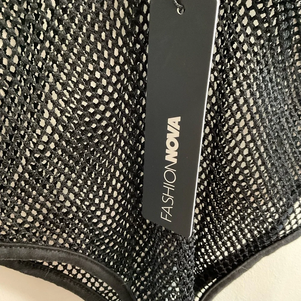 Fashion Nova Don’t Get Caught Up Black Fishnet Bodysuit - Picture 11 of 15